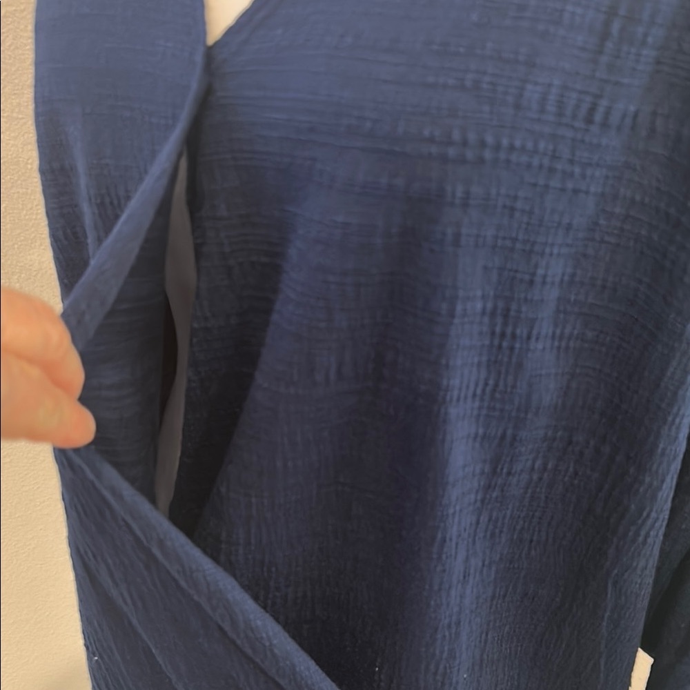 a.n.a Deep Blue V-Neck Blouse - Picture 4 of 9